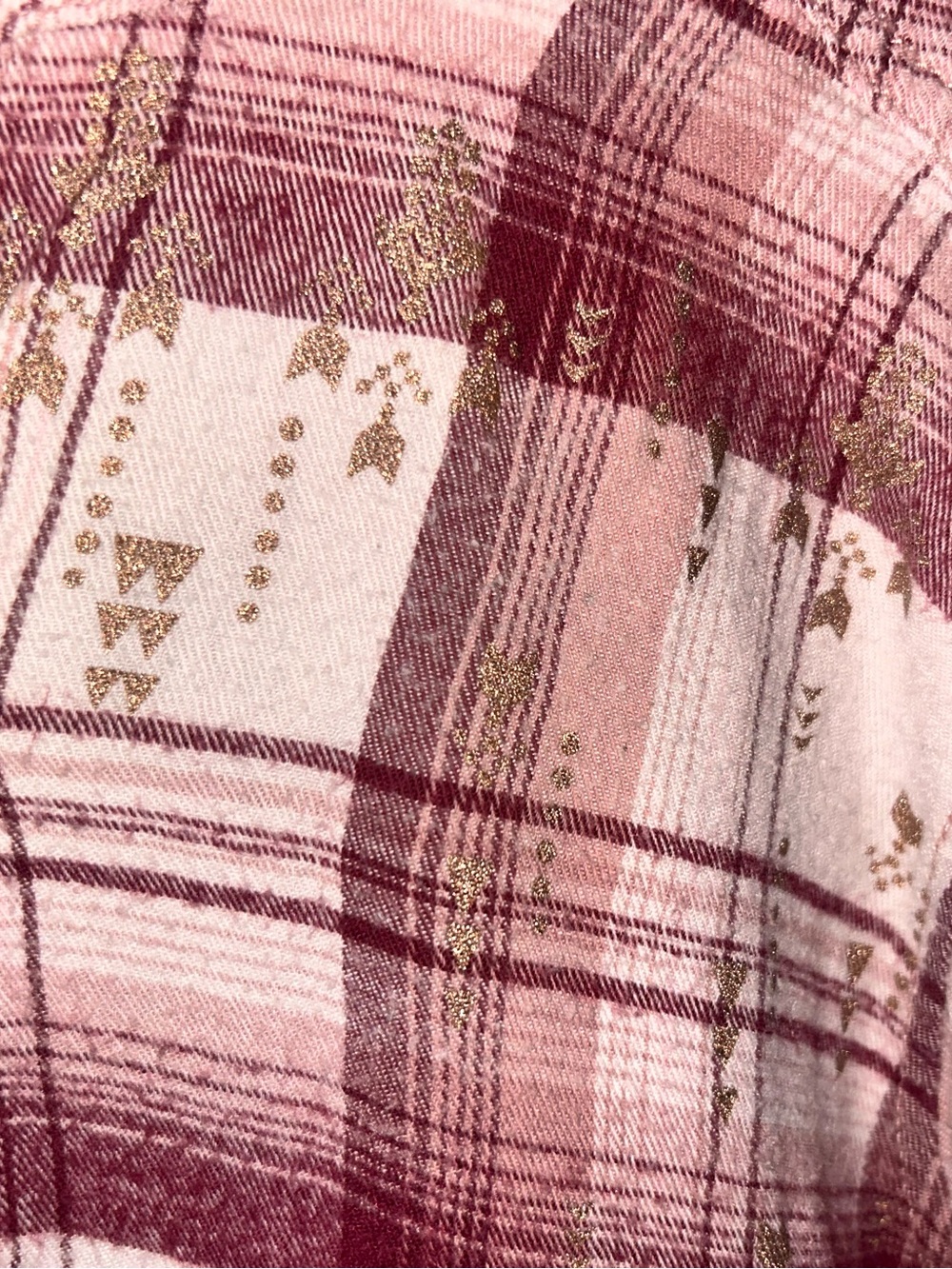 Women's Plaid Button-Up Shirt in Light Pink and Maroon - Picture 2 of 4
